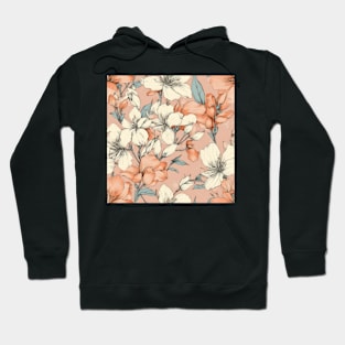 Peach  and Cream Floral Pattern Hoodie